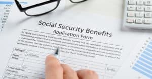 Social security benefits application form for registration.