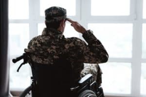 A Denver disabled veteran in a wheel chair.