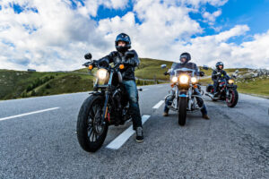 Motorcyclists enjoying the beginning of motorcycle season in Denver, Colorado.