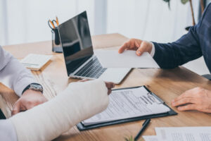 Injured worker notifying his employer for claims.