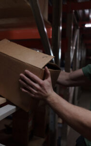 worker checking inventory in a Home Depot